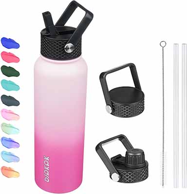 BJPKPK 40oz Insulated Water Bottle with Straw Lid