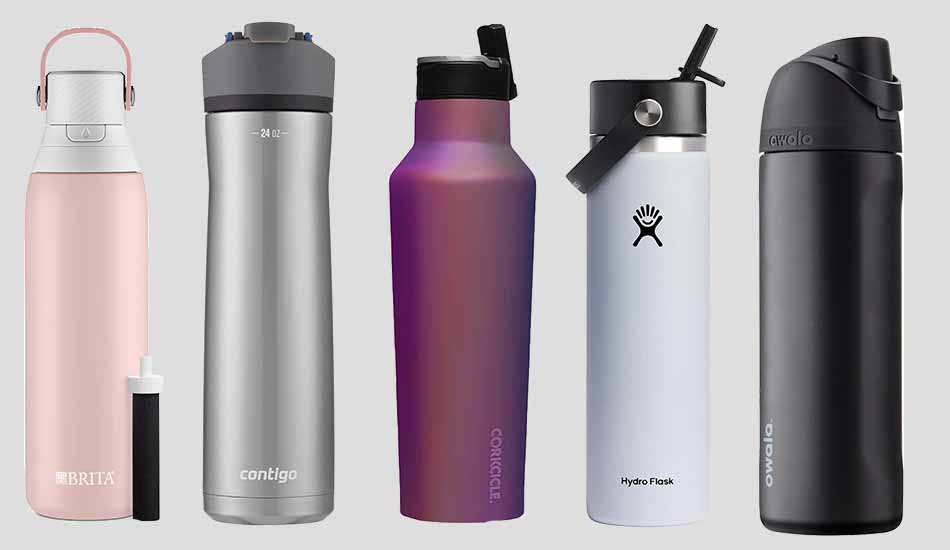 Slim stainless steel water bottle