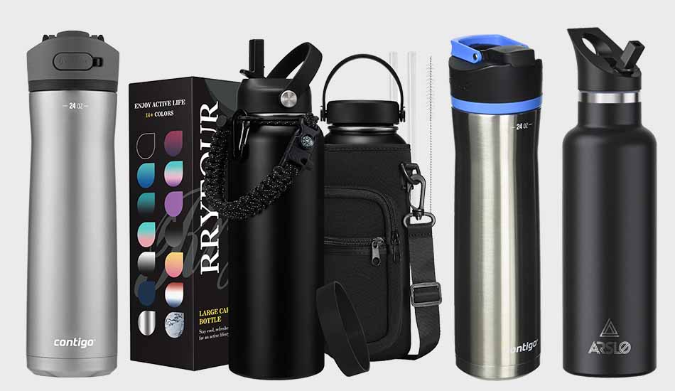 Stainless steel water bottle with handle