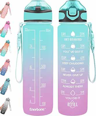 Enerbone 32 oz Water Bottle with Times