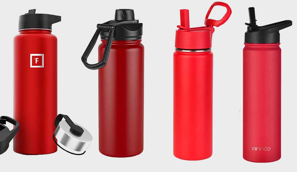 Red stainless steel water bottle