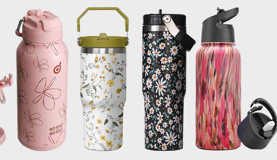 floral stainless steel water bottle