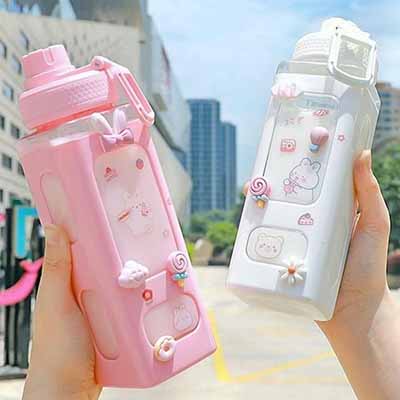 JHTPSLR Kawaii Water Bottle with Straw