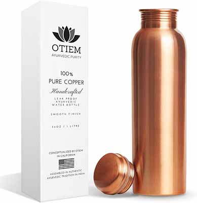 Otiem 34oz Pure Copper Water Bottle