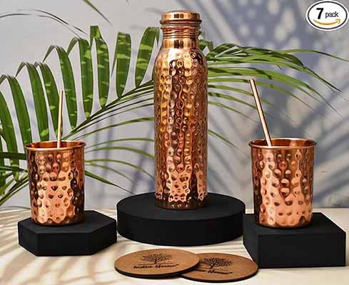 India House Copper Water Bottle Set
