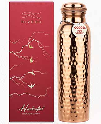 Rivera 99.92% LAB TESTED Pure Copper Water Bottle